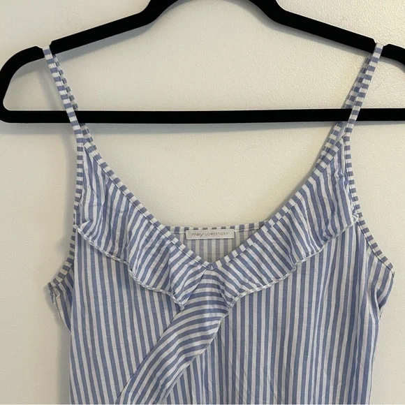 Striped Tank Top with Ruffle Modal Blend Size Small - Picture 3 of 12